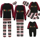 Christmas Matching Family Pajamas Believe Gingerbread Man Black Reindeer Pants Pajamas Set