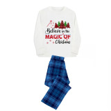 Christmas Matching Family Pajamas Believe Christmas Tree Blue Pajamas Set