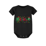 Christmas Matching Family Pajamas Believe String Light Black Pajamas Set
