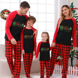 Christmas Matching Family Pajamas Believe String Light Black White Plaids Pajamas Set