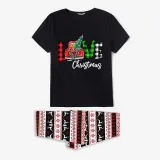 Christmas Matching Family Pajamas Love Christmas Trucks Black Reindeer Pants Pajamas Set