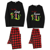 Christmas Couple Pajamas Matching Sets I am The King & Queen Elf Adult Loungwear Black Pajamas Set