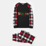 Christmas Matching Family Pajamas Believe Gingerbread Man Black White Plaids Pajamas Set