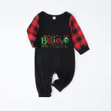 Christmas Matching Family Pajamas Believe String Light Black White Plaids Pajamas Set