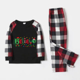 Christmas Matching Family Pajamas Believe String Light Black White Plaids Pajamas Set