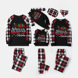 Christmas Matching Family Pajamas Believe Christmas Tree Black White Plaids Pajamas Set