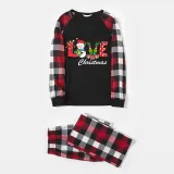 Christmas Matching Family Pajamas Love Snowman Christmas Black White Plaids Pajamas Set