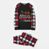 Christmas Matching Family Pajamas Believe Christmas Tree Black White Plaids Pajamas Set