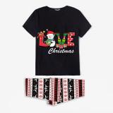 Christmas Matching Family Pajamas Love Snowman Christmas Black Reindeer Pants Pajamas Set