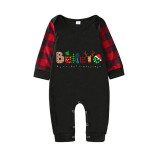 Christmas Matching Family Pajamas Believe Gingerbread Man Black Reindeer Pants Pajamas Set