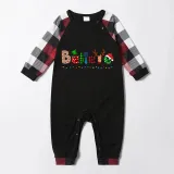 Christmas Matching Family Pajamas Believe Gingerbread Man Black White Plaids Pajamas Set