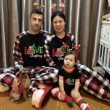 Christmas Matching Family Pajamas Love Christmas Trucks Black White Plaids Pajamas Set