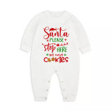 Christmas Matching Family Pajamas Santa Please Stop Here We Have Cookies White Pajamas Set