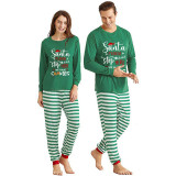 Christmas Matching Family Pajamas Santa Please Stop Here We Have Cookies Green Stipes Pajamas Set