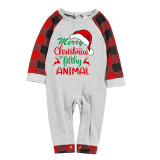 Christmas Matching Family Pajama Merry Christmas Hat Ya Filthy Animal Gray Pajamas Set
