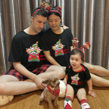 Christmas Matching Family Pajamas Cartoon Puppy Dog Christmas Car Black Pajamas Set