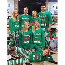 Christmas Matching Family Pajamas Dear Santa They Are The Naughty Ones Green Stipes Pajamas Set