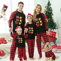 Christmas Matching Family Pajamas Cartoon HO HO HO Black Red Pajamas Set
