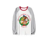 Christmas Matching Family Pajamas Cartoon Christmas Wreath Puppy Dog White Pajamas Set