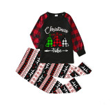 Christmas Matching Family Pajama Christmas Tribe Tree Black Seamless Pajamas Set