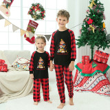 Christmas Matching Family Pajamas Cartoon Puppy Dog Christmas Tree Black Red Pajamas Set