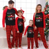 Christmas Matching Family Pajama Wonderful Time Christmas Tree Car Black and Red Pajamas Set