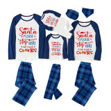 Christmas Matching Family Pajamas Santa Please Stop Here We Have Cookies Blue Pajamas Set