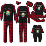 Christmas Matching Family Pajamas Cartoon Merry Christmas Lights Black Red Pajamas Set
