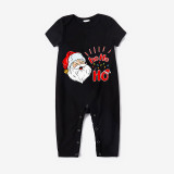Christmas Matching Family Pajamas HO HO HO Laugh Santa Black Seamless Pajamas Set
