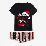 Christmas Matching Family Pajama Merry Christmas Hat Ya Filthy Animal Black Seamless Pajamas Set