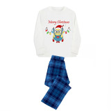 Christmas Matching Family Pajamas Cartoon Christmas Lights Blue Pajamas Set