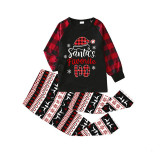 Christmas Matching Family Pajamas Snowflake Santa's Favourite HO Black Seamless Pajamas Set