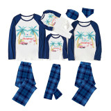 Christmas Matching Family Pajama Tropical Flamingo Christmas Blue Pajamas Set