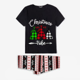Christmas Matching Family Pajama Christmas Tribe Tree Black Seamless Pajamas Set