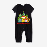 Christmas Matching Family Pajamas Cartoon Christmas Tree Black Pajamas Set