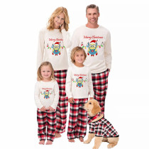 Christmas Matching Family Pajamas Cartoon Merry Christams Lights White Pajamas Set