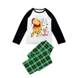 Christmas Matching Family Pajamas Cartoon Let it Snow Teddy Bear Green Pajamas Set