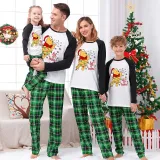 Christmas Matching Family Pajamas Cartoon Let it Snow Teddy Bear Green Pajamas Set