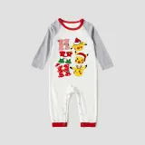 Christmas Matching Family Pajamas Cartoon HO HO HO White Pajamas Set
