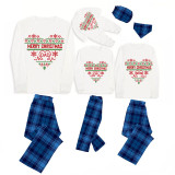 Christmas Matching Family Pajamas Family Seamless Heart Blue Pajamas Set