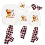 Christmas Matching Family Pajamas Cartoon Let it Snow Teddy Bear White Pajamas Set