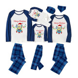 Christmas Matching Family Pajamas Cartoon Christmas Lights Blue Pajamas Set