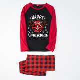 Christmas Matching Family Pajamas Merry Snowflakes Cruisemas Black Red Pajamas Set