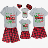 Christmas Matching Family Pajama Wonderful Time Christmas Tree Car Short Pajamas Set