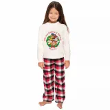 Christmas Matching Family Pajamas Cartoon Christmas Wreath Puppy Dog White Pajamas Set