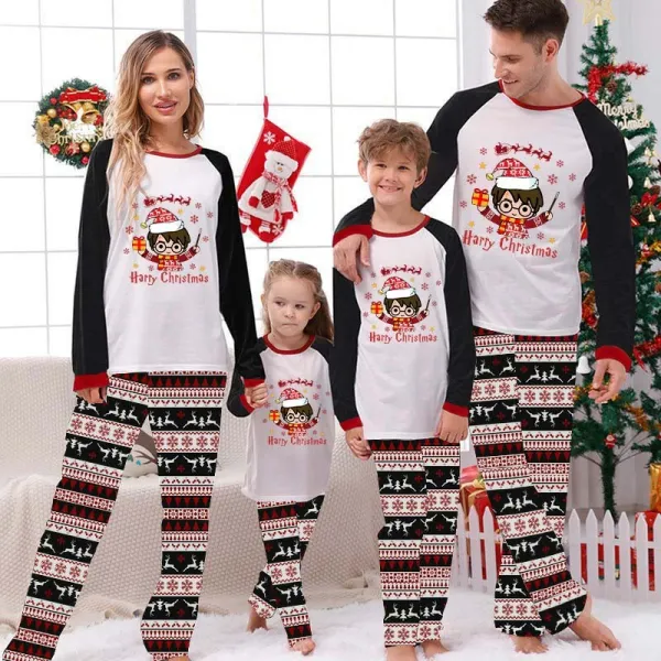 Christmas Matching Family Pajamas Cartoon Harry Christmas Snowflake Pajamas Set