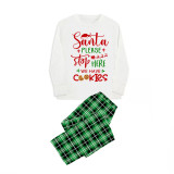 Christmas Matching Family Pajamas Santa Please Stop Here We Have Cookies Green Pajamas Set