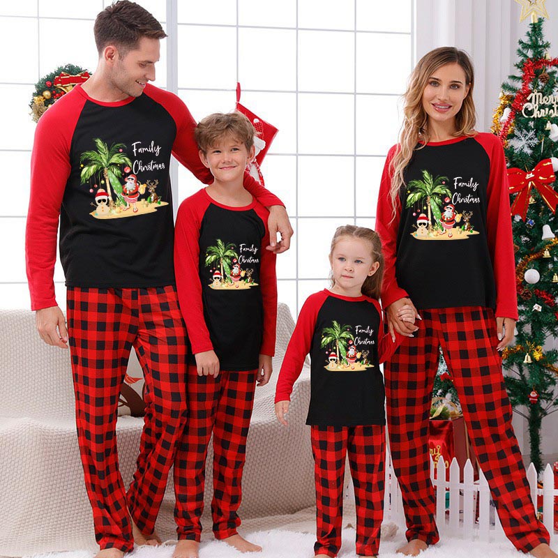 Christmas Matching Family Pajama Family Holiday Christmas Black Red Pajamas Set