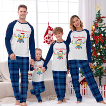 Christmas Matching Family Pajamas Cartoon Christmas Lights Blue Pajamas Set