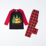 Christmas Matching Family Pajamas Cartoon Christmas Tree Black Red Pajamas Set